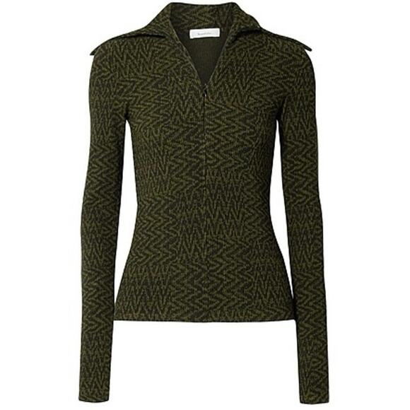 Beaufille Chevron Knit Bernini Top in Black & Green - Picture 1 of 9